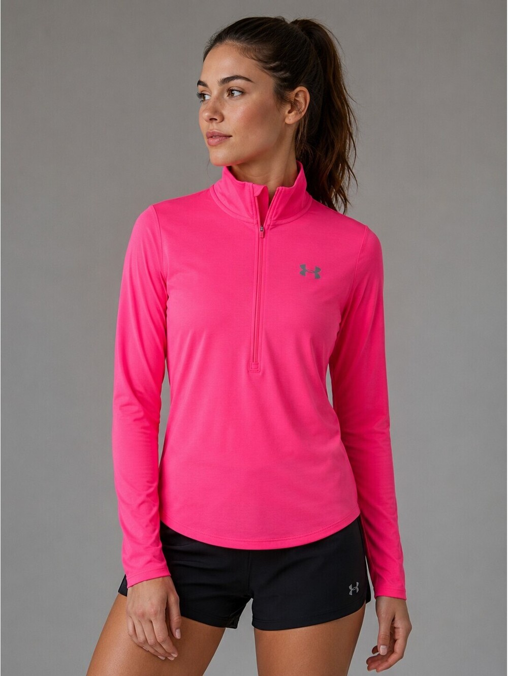 Under Armour HeatGear Women's XS Pink 1/4 Zip Running Athletic Pullover